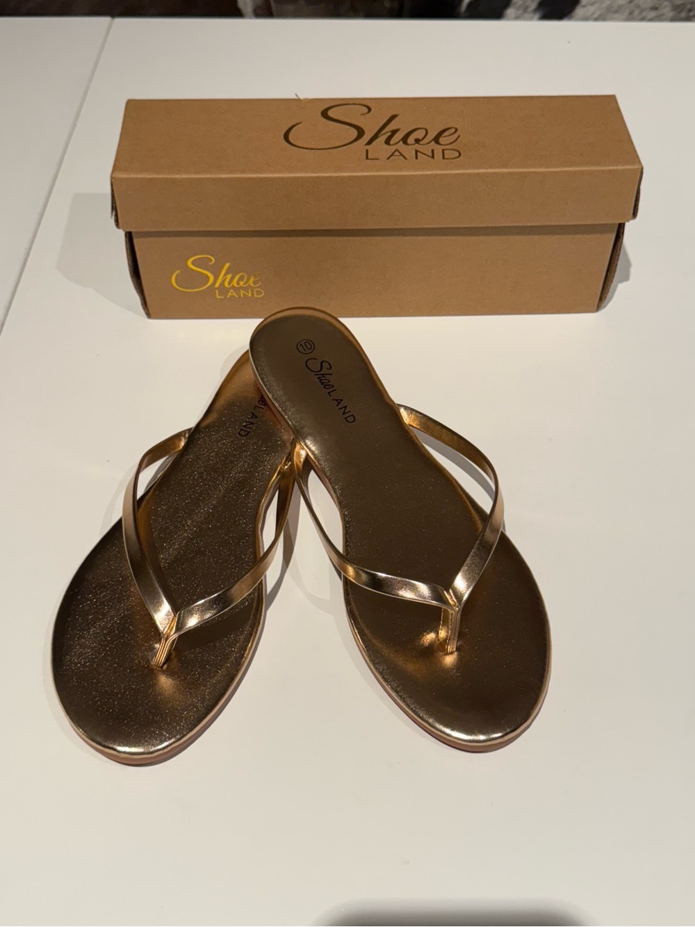 Metallic Gold Flip Flop Sandals size 10